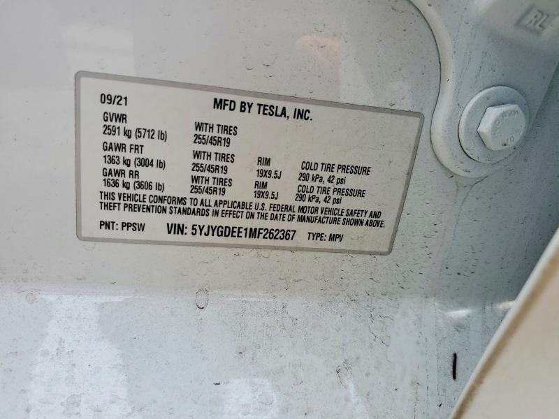 Aukcja sprzedaży 2021 Tesla Model Y, vin: 5YJYGDEE1MF262367, numer aukcji: 52334446
