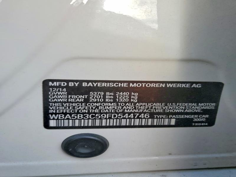 2015 Bmw 535 მანქანა იყიდება აუქციონზე, vin: WBA5B3C59FD544746, აუქციონის ნომერი: 54297556