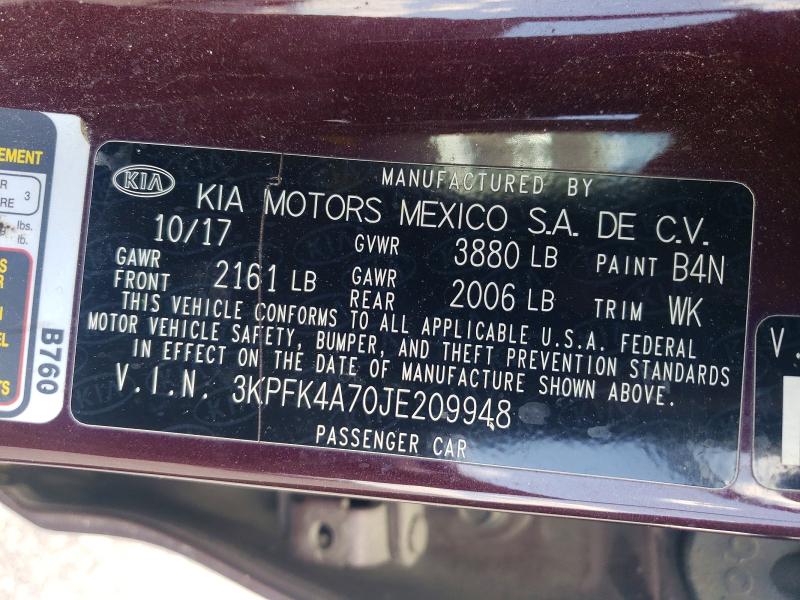 Продажа на аукционе авто 2018 Kia Forte, vin: 3KPFK4A70JE209948, номер лота: 53593936