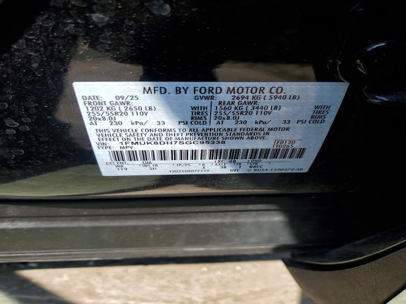 2025 Ford Explorer მანქანა იყიდება აუქციონზე, vin: 1FMUK8DH7SGC95338, აუქციონის ნომერი: 52704176
