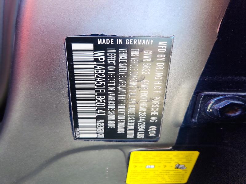 53162386 :رقم المزاد ، WP1AB2A51FLB60141 vin ، 2015 Porsche Macan مزاد بيع