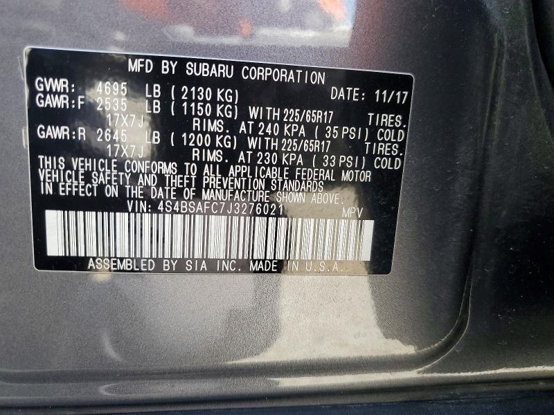 Aukcja sprzedaży 2018 Subaru Outback, vin: 4S4BSAFC7J3276021, numer aukcji: 52717586
