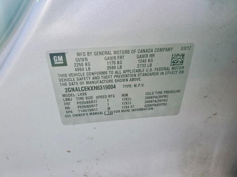 Aukcja sprzedaży 2017 Chevrolet Equinox, vin: 2GNALCEKXH6319004, numer aukcji: 52504616