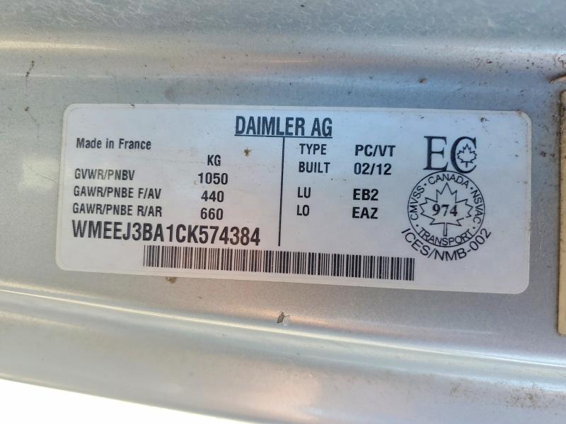 Aukcja sprzedaży 2012 Smart Fortwo, vin: WMEEJ3BA1CK574384, numer aukcji: 54426636