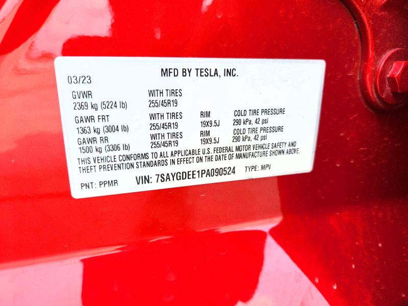 2023 Tesla Model Y მანქანა იყიდება აუქციონზე, vin: 7SAYGDEE1PA090524, აუქციონის ნომერი: 54535786