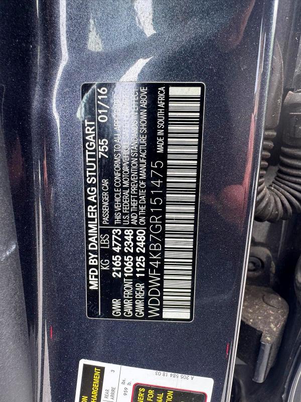 Продажа на аукционе авто 2016 Mercedes-benz C, vin: WDDWF4KB7GR151475, номер лота: 54897496