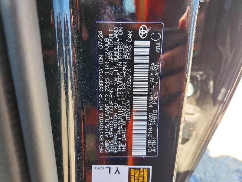53103346 :رقم المزاد ، JTDACAAU2R3032043 vin ، 2024 Toyota Prius مزاد بيع