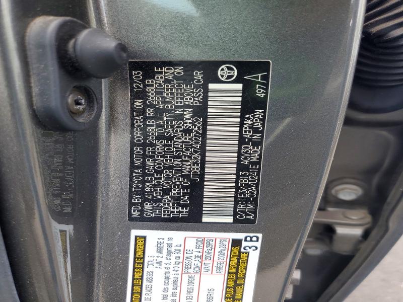 2004 Toyota Camry მანქანა იყიდება აუქციონზე, vin: JTDBE32K740272562, აუქციონის ნომერი: 52456096