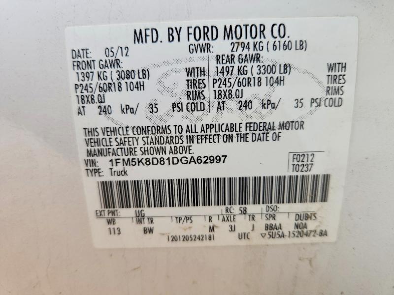 Продажа на аукционе авто 2013 Ford Explorer, vin: 1FM5K8D81DGA62997, номер лота: 52368306