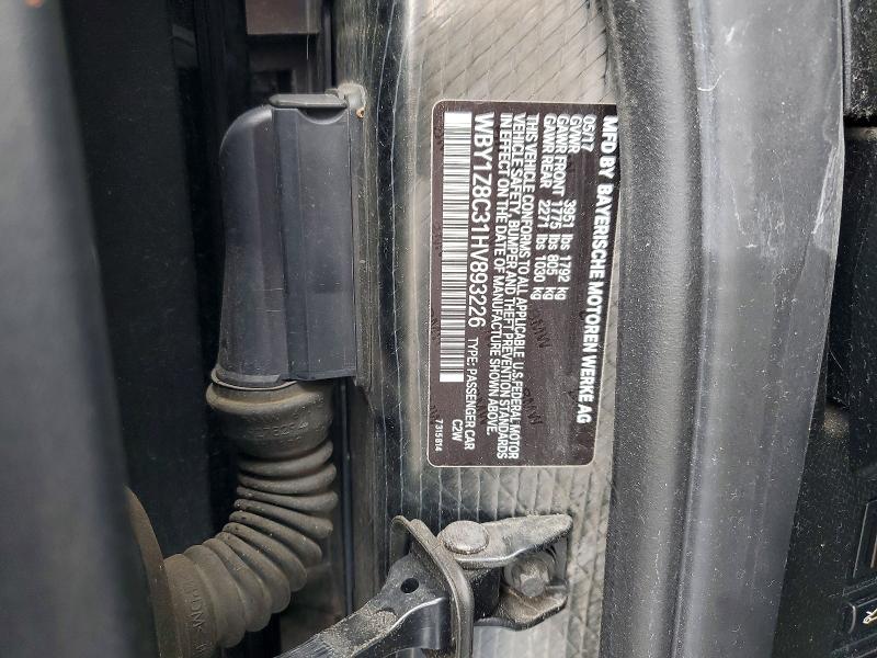 Продаж на аукціоні авто 2017 Bmw I3, vin: WBY1Z8C31HV893226, номер лоту: 53646396