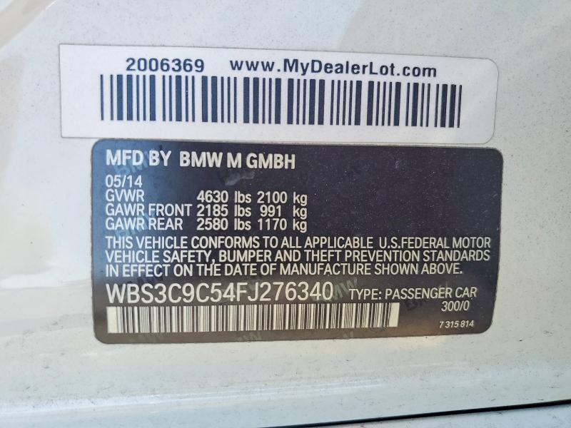2015 Bmw M3 მანქანა იყიდება აუქციონზე, vin: WBS3C9C54FJ276340, აუქციონის ნომერი: 54426746