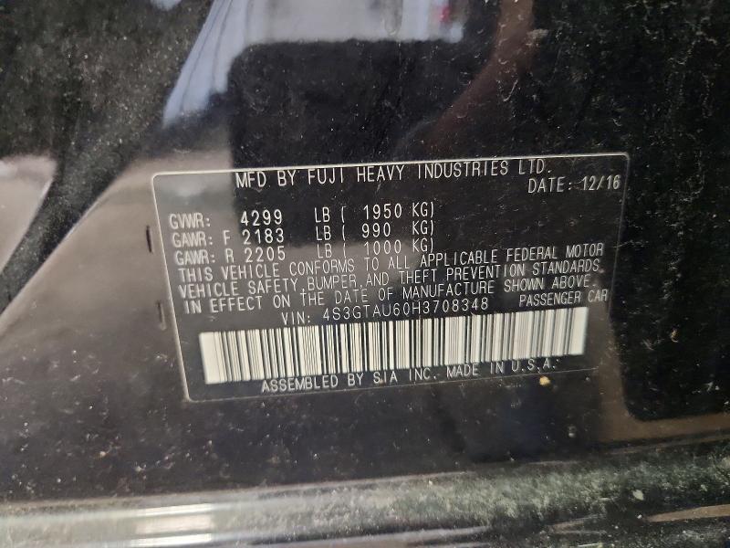 Aukcja sprzedaży 2017 Subaru Impreza, vin: 4S3GTAU60H3708348, numer aukcji: 51760616