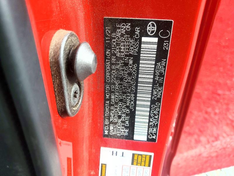 52197036 :رقم المزاد ، JTDKAMFU6N3162096 vin ، 2022 Toyota Prius Hybird مزاد بيع