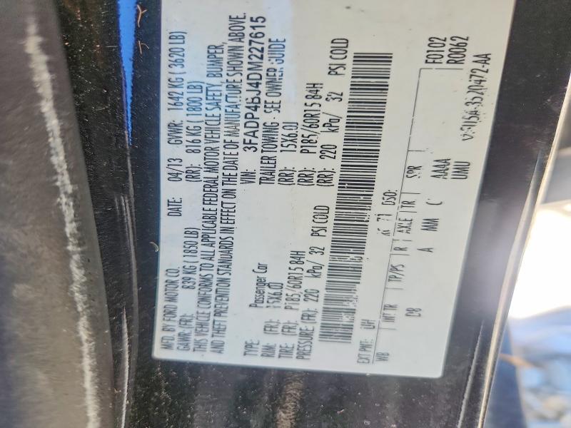 2013 Ford Fiesta მანქანა იყიდება აუქციონზე, vin: 3FADP4BJ4DM227615, აუქციონის ნომერი: 53608126