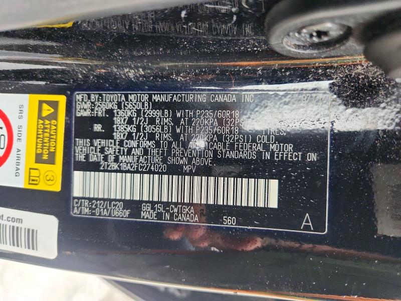 2015 Lexus Rx 350 მანქანა იყიდება აუქციონზე, vin: 2T2BK1BA2FC274020, აუქციონის ნომერი: 53088926