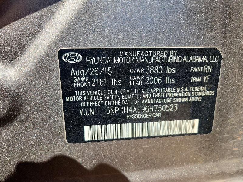 Aukcja sprzedaży 2016 Hyundai Elantra, vin: 5NPDH4AE9GH750523, numer aukcji: 53391186
