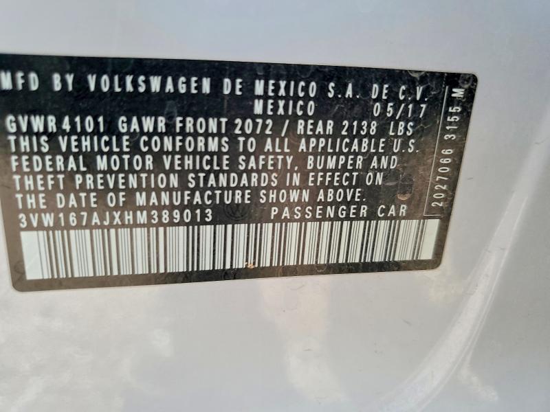 Продажа на аукционе авто 2017 Volkswagen Jetta, vin: 3VW167AJXHM389013, номер лота: 53137296