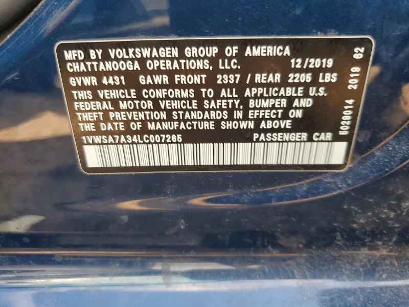 Продажа на аукционе авто 2020 Volkswagen Passat, vin: 1VWSA7A34LC007265, номер лота: 53028356