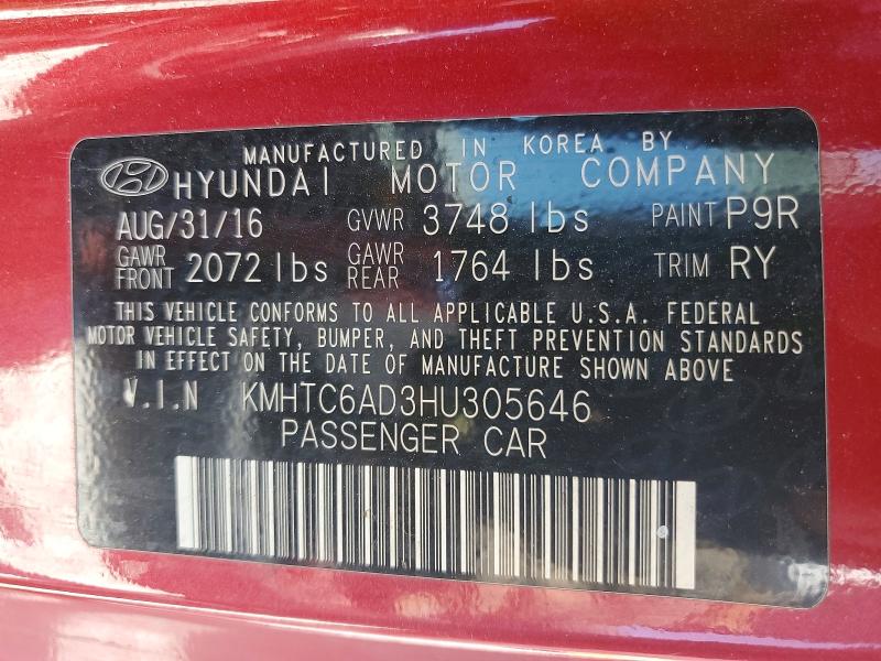53828786 :رقم المزاد ، KMHTC6AD3HU305646 vin ، 2017 Hyundai Veloster مزاد بيع