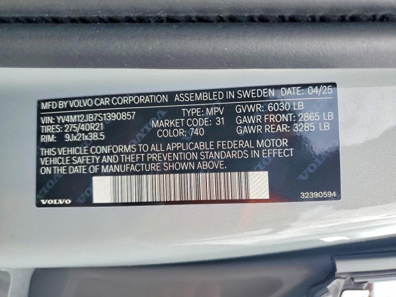 Продажа на аукционе авто 2025 Volvo Xc90, vin: YV4M12JB7S1390857, номер лота: 55405256