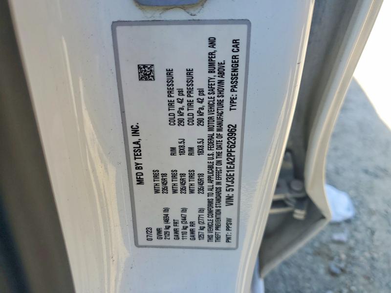 53293866 :رقم المزاد ، 5YJ3E1EA2PF623962 vin ، 2023 Tesla Model 3 مزاد بيع