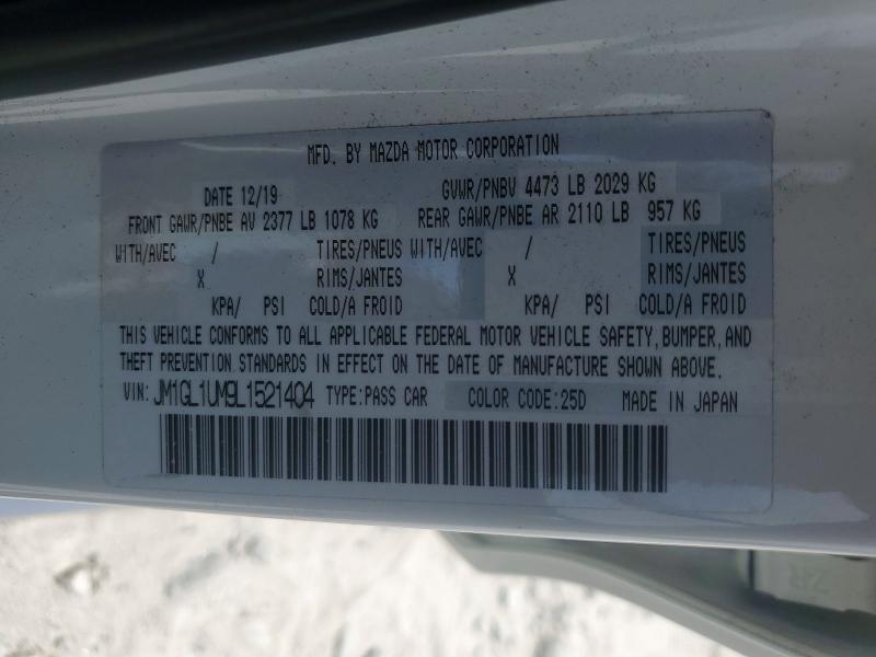 Продажа на аукционе авто 2020 Mazda 6, vin: JM1GL1UM9L1521404, номер лота: 52314986