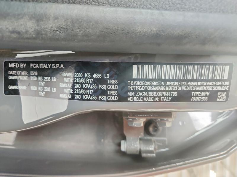Продажа на аукционе авто 2019 Jeep Renegade, vin: ZACNJBBBXKPK41796, номер лота: 52862826