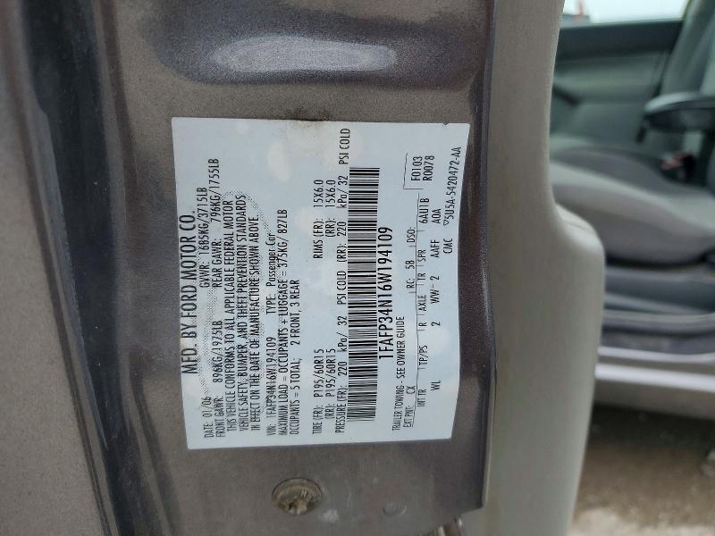 53512176 :رقم المزاد ، 1FAFP34N16W194109 vin ، 2006 Ford Focus مزاد بيع