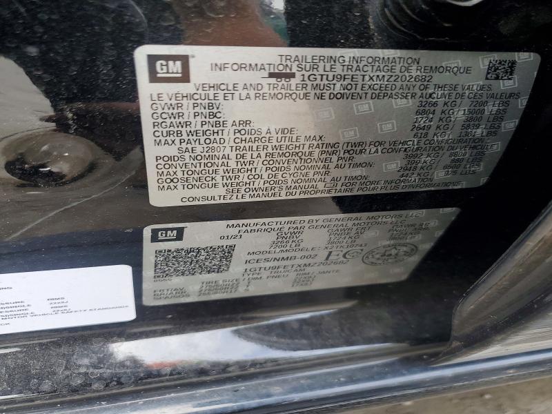 54389496 :رقم المزاد ، 1GTU9FETXMZ202682 vin ، 2021 Gmc Sierra مزاد بيع