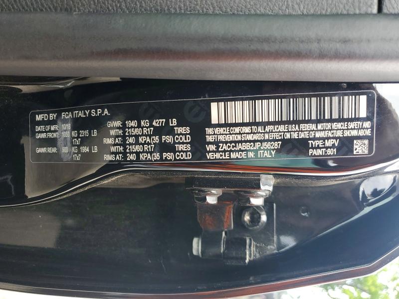 Продажа на аукционе авто 2018 Jeep Renegade, vin: ZACCJABB2JPJ56287, номер лота: 49549486