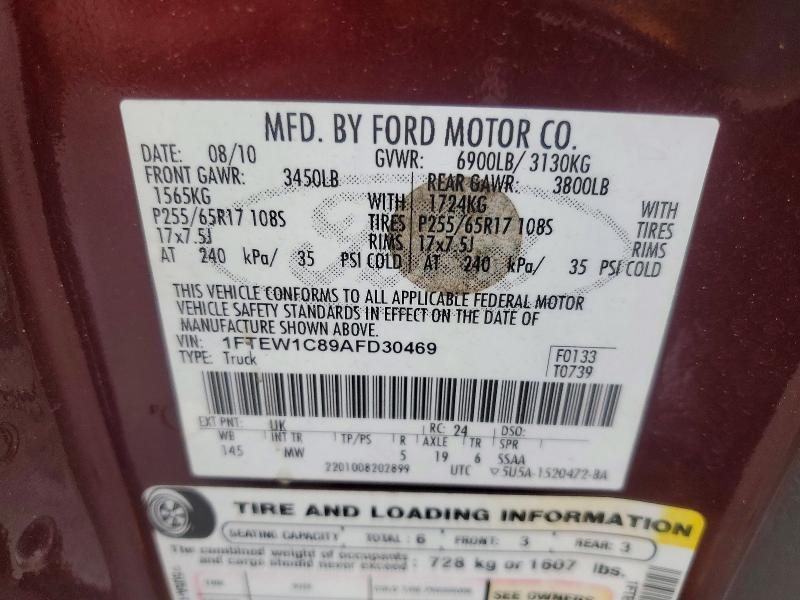 Aukcja sprzedaży 2010 Ford F150, vin: 1FTEW1C89AFD30469, numer aukcji: 52048636