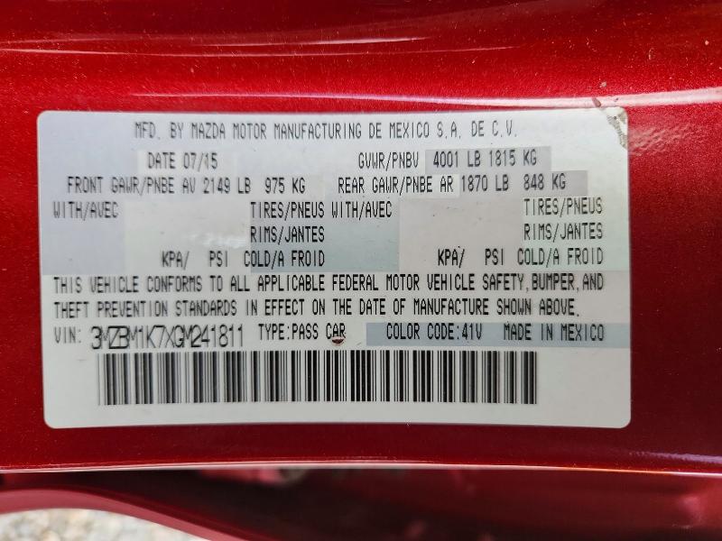 2016 Mazda 3 მანქანა იყიდება აუქციონზე, vin: 3MZBM1K7XGM241811, აუქციონის ნომერი: 55070236