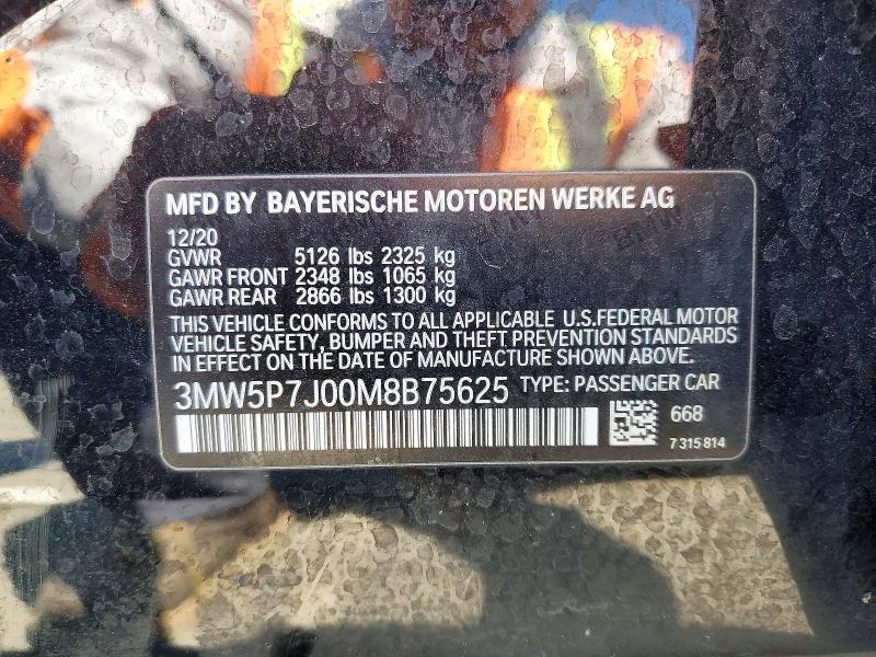 Aukcja sprzedaży 2021 Bmw 330e, vin: 3MW5P7J00M8B75625, numer aukcji: 51363646