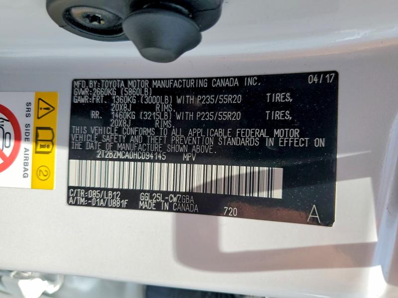 2017 Lexus Rx 350 მანქანა იყიდება აუქციონზე, vin: 2T2BZMCA0HC094145, აუქციონის ნომერი: 52248056