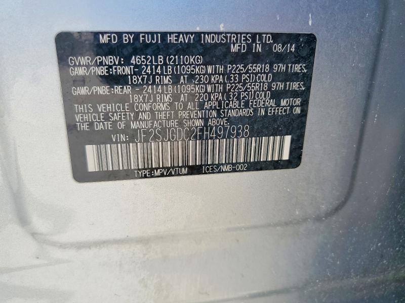 Продаж на аукціоні авто 2015 Subaru Forester, vin: JF2SJGDC2FH497938, номер лоту: 53276286