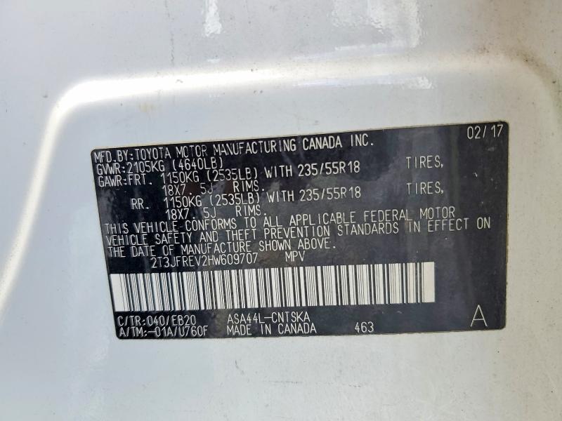 2017 Toyota Rav4 მანქანა იყიდება აუქციონზე, vin: 2T3JFREV2HW609707, აუქციონის ნომერი: 54205606