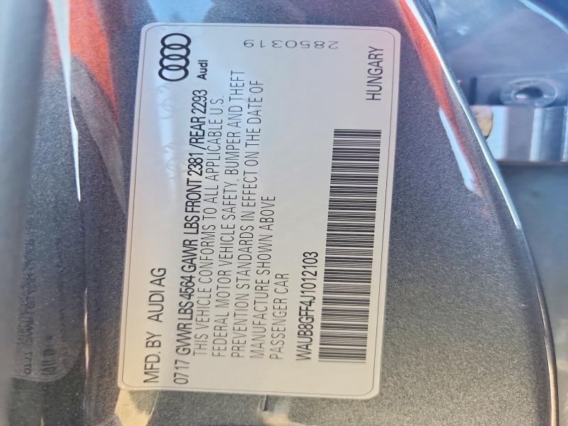 2018 Audi A3 მანქანა იყიდება აუქციონზე, vin: WAUB8GFF4J1012103, აუქციონის ნომერი: 54996526