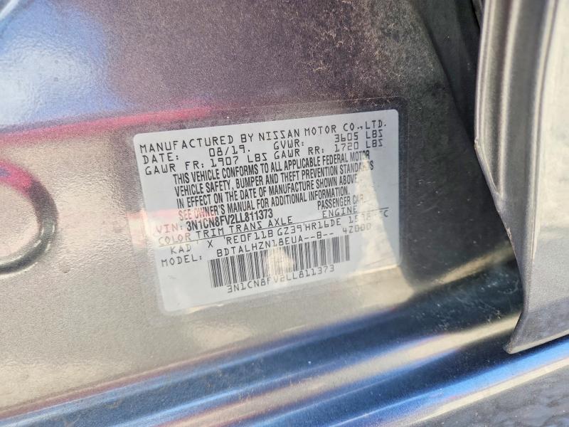 2020 Nissan Versa მანქანა იყიდება აუქციონზე, vin: 3N1CN8FV2LL811373, აუქციონის ნომერი: 52413006