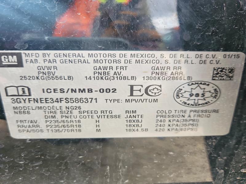 54463066 :رقم المزاد ، 3GYFNEE34FS586371 vin ، 2015 Cadillac Srx مزاد بيع