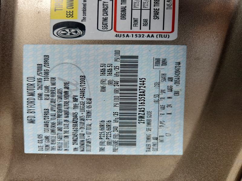 2005 Ford Freestar მანქანა იყიდება აუქციონზე, vin: 2FMZA51635BA72445, აუქციონის ნომერი: 54490586