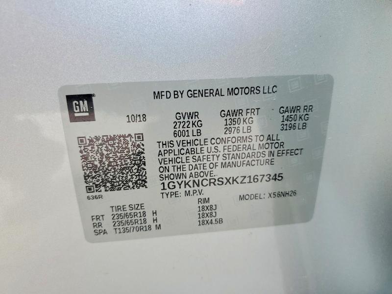 Aukcja sprzedaży 2019 Cadillac Xt5, vin: 1GYKNCRSXKZ167345, numer aukcji: 53414176