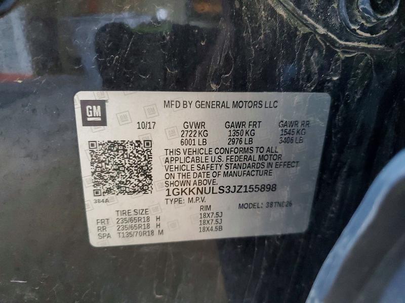 51560336 :رقم المزاد ، 1GKKNULS3JZ155898 vin ، 2018 Gmc Acadia مزاد بيع