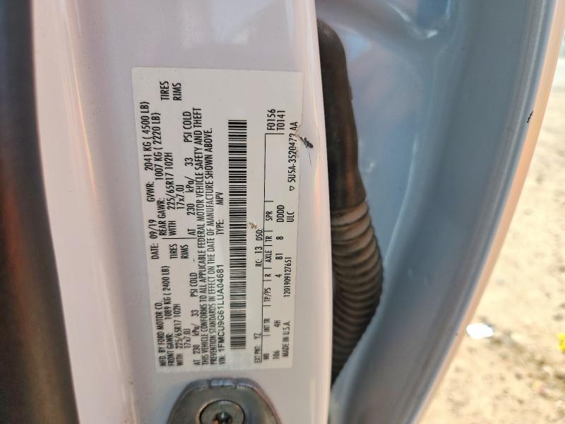 2020 Ford Escape მანქანა იყიდება აუქციონზე, vin: 1FMCU9G61LUA04681, აუქციონის ნომერი: 53692696