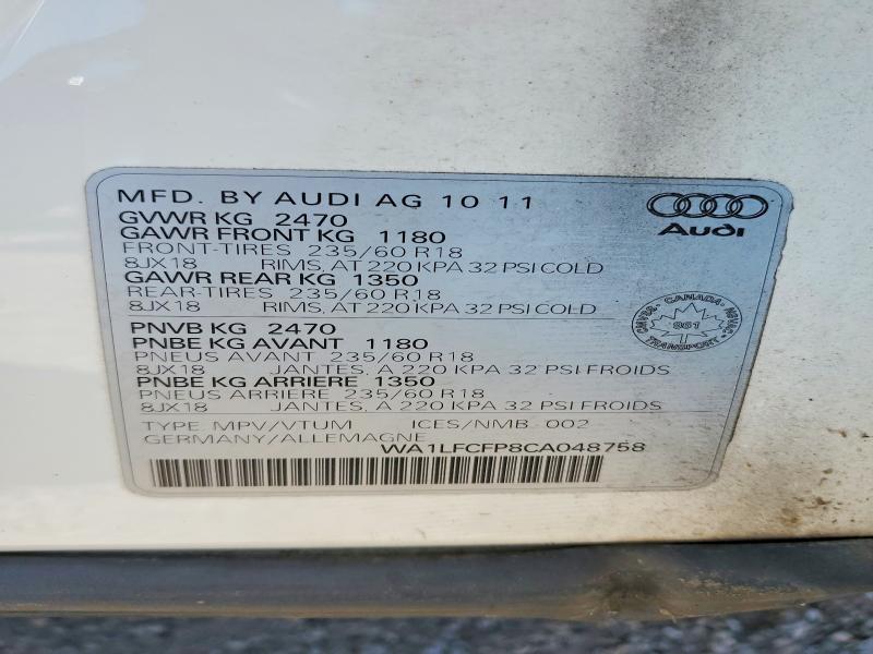 Aukcja sprzedaży 2012 Audi Q5, vin: WA1LFCFP8CA048758, numer aukcji: 52913136