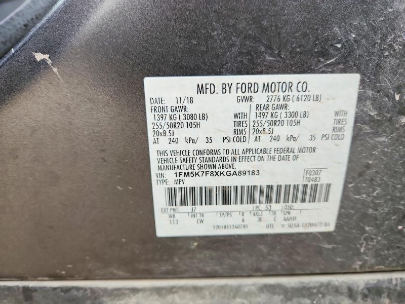 Продаж на аукціоні авто 2019 Ford Explorer, vin: 1FM5K7F8XKGA89183, номер лоту: 53472246