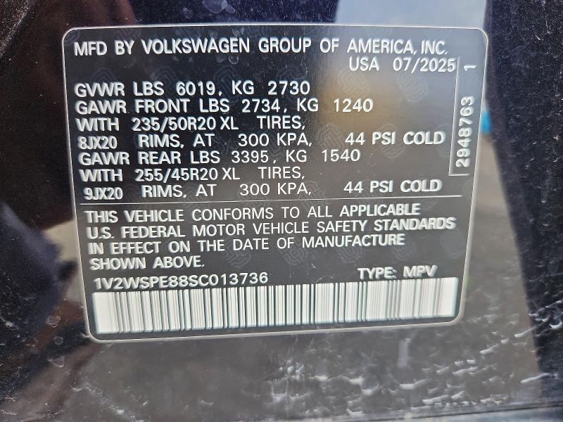 2025 Volkswagen Id.4 მანქანა იყიდება აუქციონზე, vin: 1V2WSPE88SC013736, აუქციონის ნომერი: 54762436
