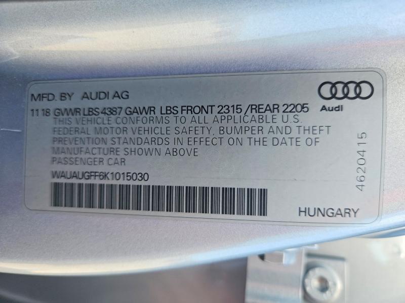 55229196 :رقم المزاد ، WAUAUGFF6K1015030 vin ، 2019 Audi A3 مزاد بيع