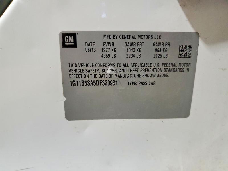 Aukcja sprzedaży 2013 Chevrolet Malibu, vin: 1G11B5SA5DF320931, numer aukcji: 52189316