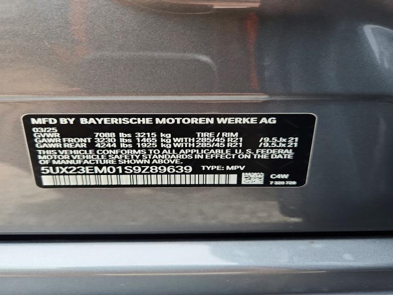 2025 Bmw X7 მანქანა იყიდება აუქციონზე, vin: 5UX23EM01S9Z89639, აუქციონის ნომერი: 52409266