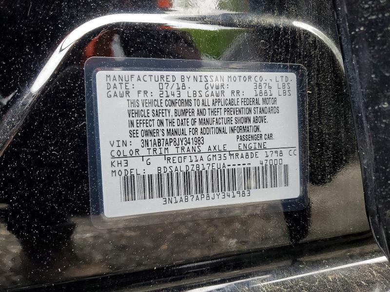 Aukcja sprzedaży 2018 Nissan Sentra, vin: 3N1AB7AP8JY341983, numer aukcji: 52758126